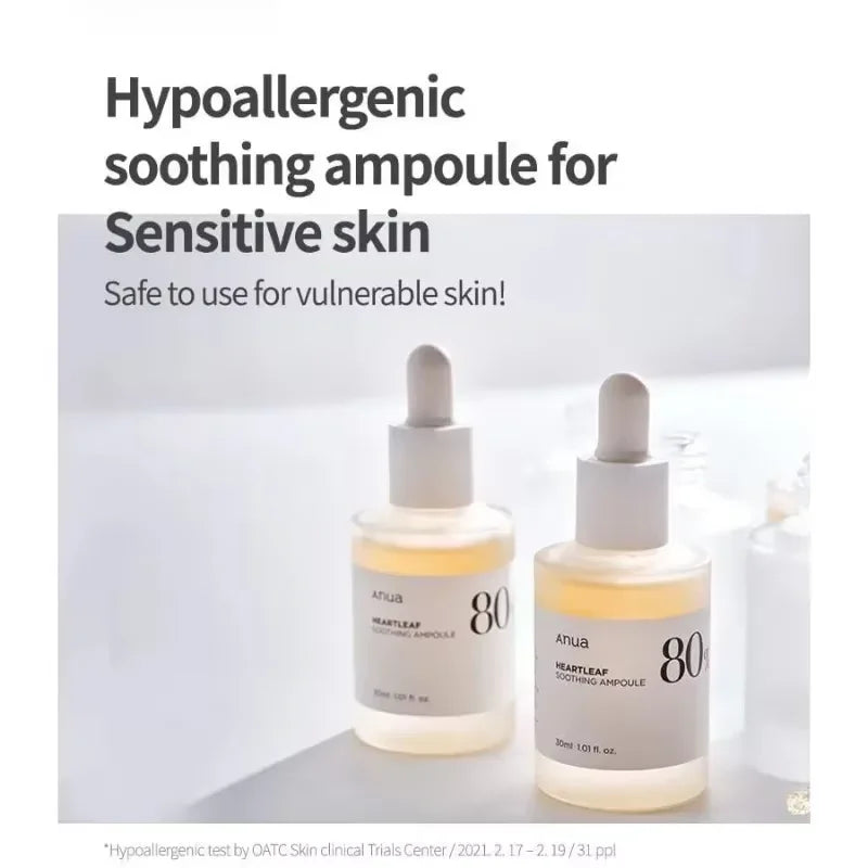 Anua Heartleaf 80 Soothing Ampoule Hydration Facial Serum for Glass Skin Gentle Formula with Panthenol Hyaluronic Acid NonGreasy