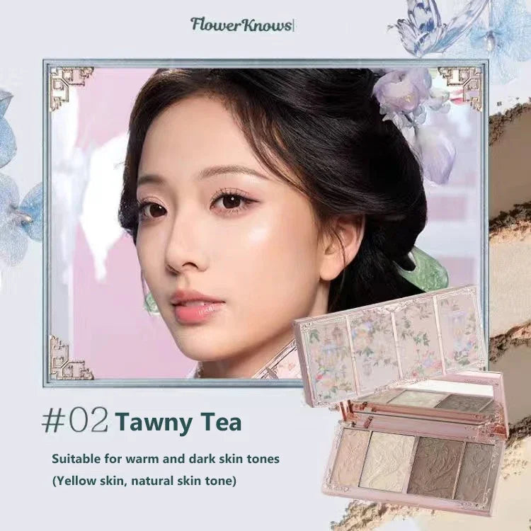 Flower Knows Chocolate Wonder-Shop Highlighter Contour Powder Face Palette For Women Bronzer Illuminator original highend makeup