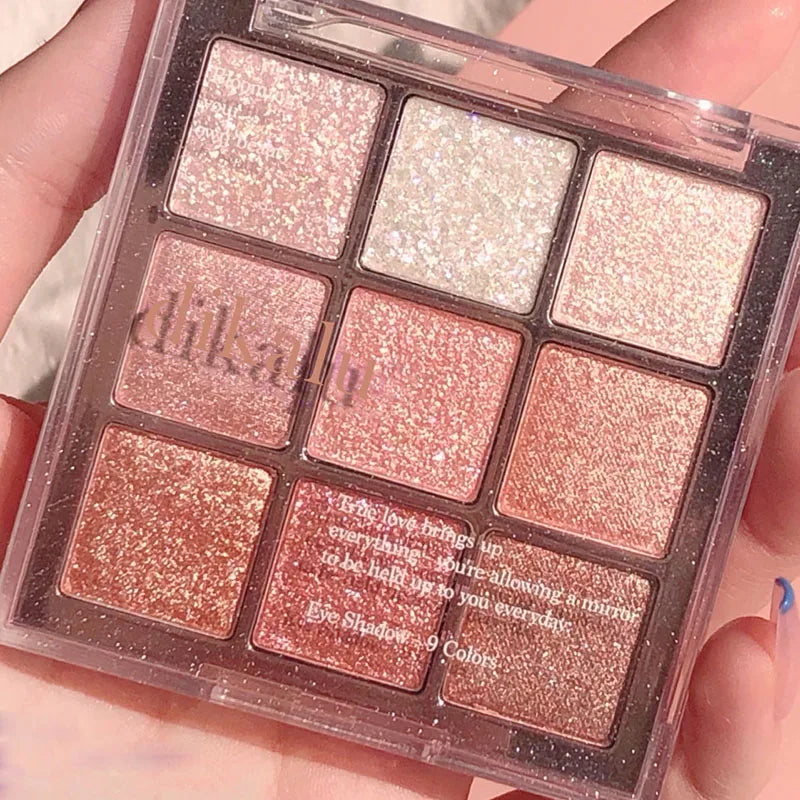 9-Color Eye Shadow Palette Glitter Pearly Eyeshadow Palette Nude Long Lasting Korean Charming Eyes Make Up Palette Cosmetics